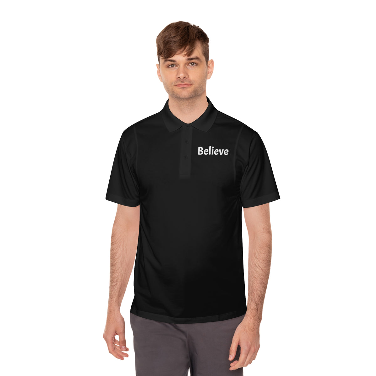 Sport Polo — Red 'KAI' Back Logo Polo with Mustache Accent